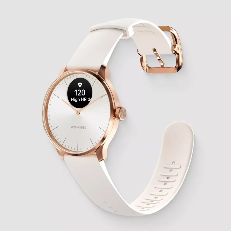 Withings ScanWatch Light rosegold weiß Herzfrequenzmessung, Schlafüberwachung